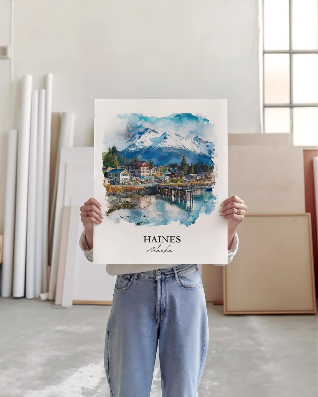 Haines Alaska Wall Art, Glacier Bay Park Print, Alaska Watercolor Art, Haines AK Gift, Travel Print, Travel Poster, Housewarming Gift
