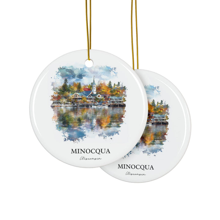 Minocqua WI Ornament: Unique Minocqua Souvenir, Minocqua Xmas Decor, and Authentic Wisconsin Gift