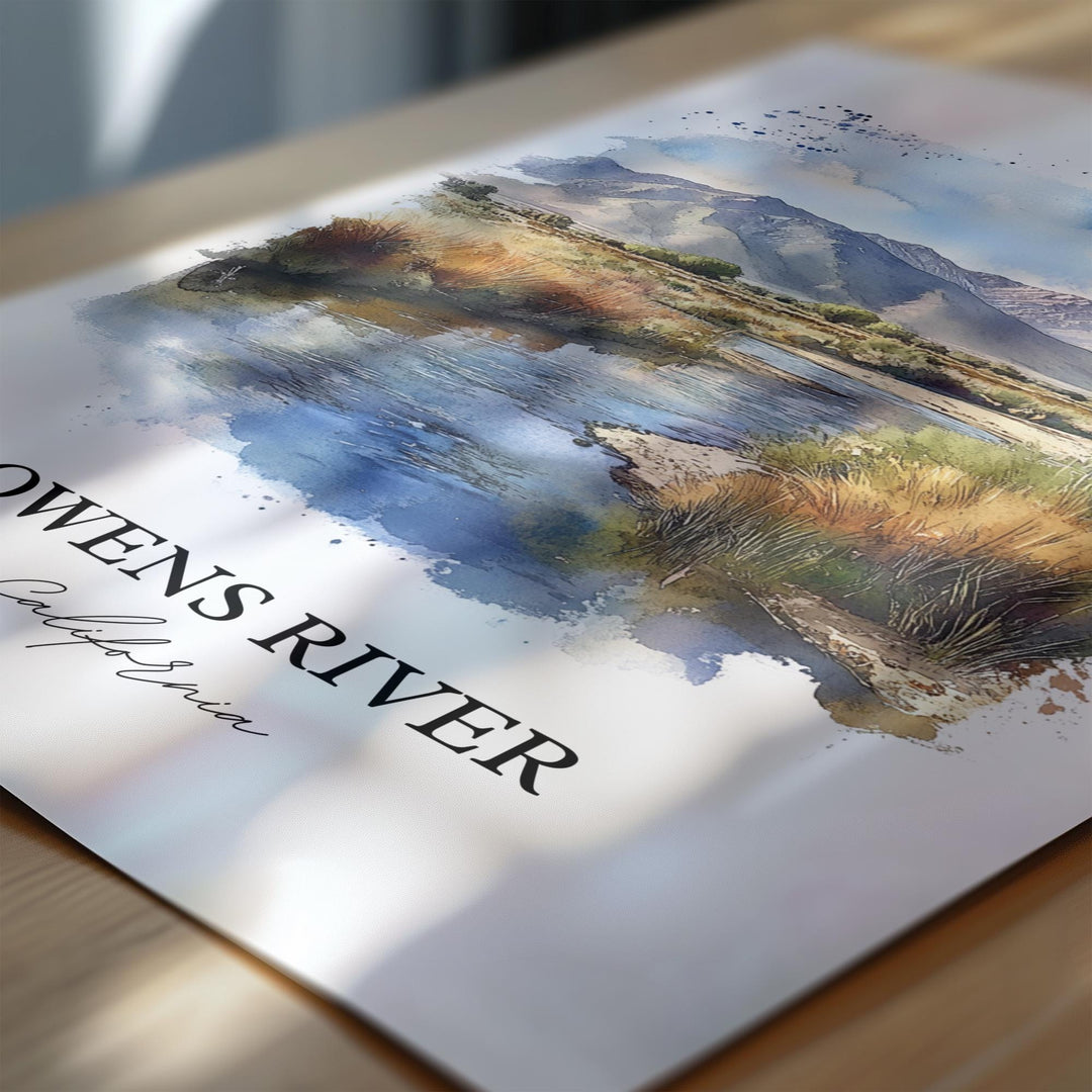 Owens River CA Wall Art, Owens Valley Print, California Watercolor Art, Owens River CA Gift, Travel Print, Travel Poster, Housewarming Gift