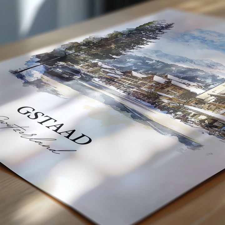 Gstaad Travel Print Wall Art Gstaad Wall Hanging Home Décor Gstaad Gift Art Lovers Switzerland Art Lover Gift Gstaad Switzerland Poster