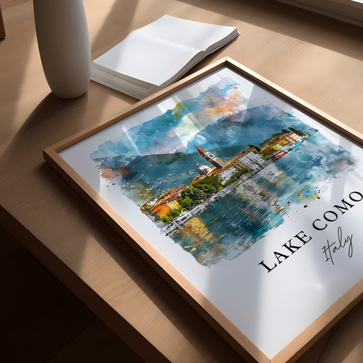 Lake Como Italy Wall Art, Italy Print, Lombardy Italy Watercolor, Lake Como Gift,