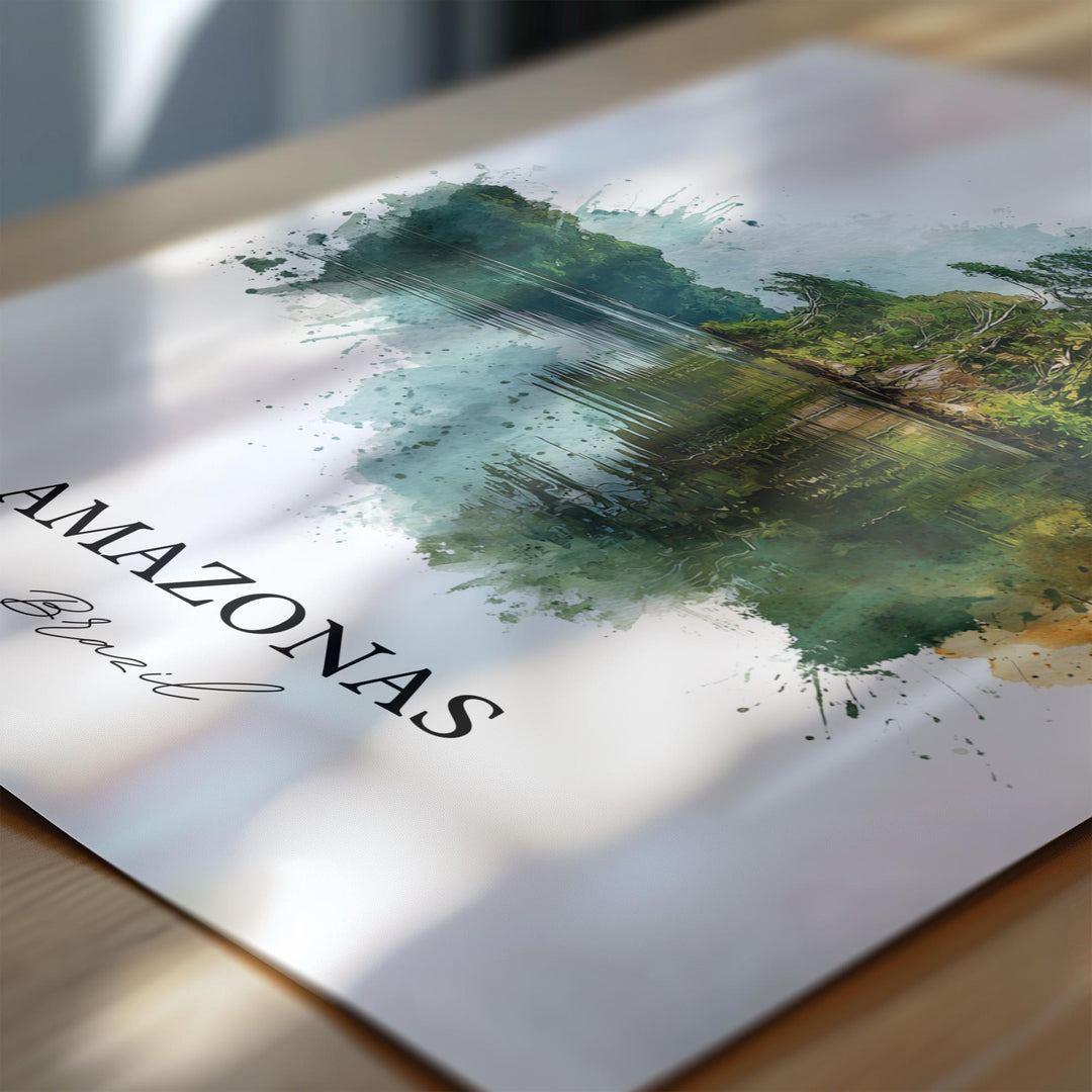 Amazonas Brazil Wall Art, Amazonas Print, Brazil Watercolor Art, Amazonas Brazil Gift, Travel Print, Travel Poster, Housewarming Gift
