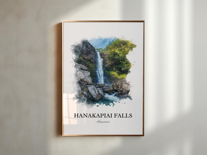 Hanakapiai Falls Wall Art, Na Pali Coast Print, Kauai Watercolor Art, Hanakapiai Falls Gift, Travel Print, Travel Poster, Housewarming Gift