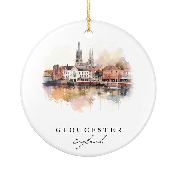 Gloucester England Ornament: Unique Gloucester Souvenir, Gloucester UK Xmas Decor, and Authentic Gloucester Gift