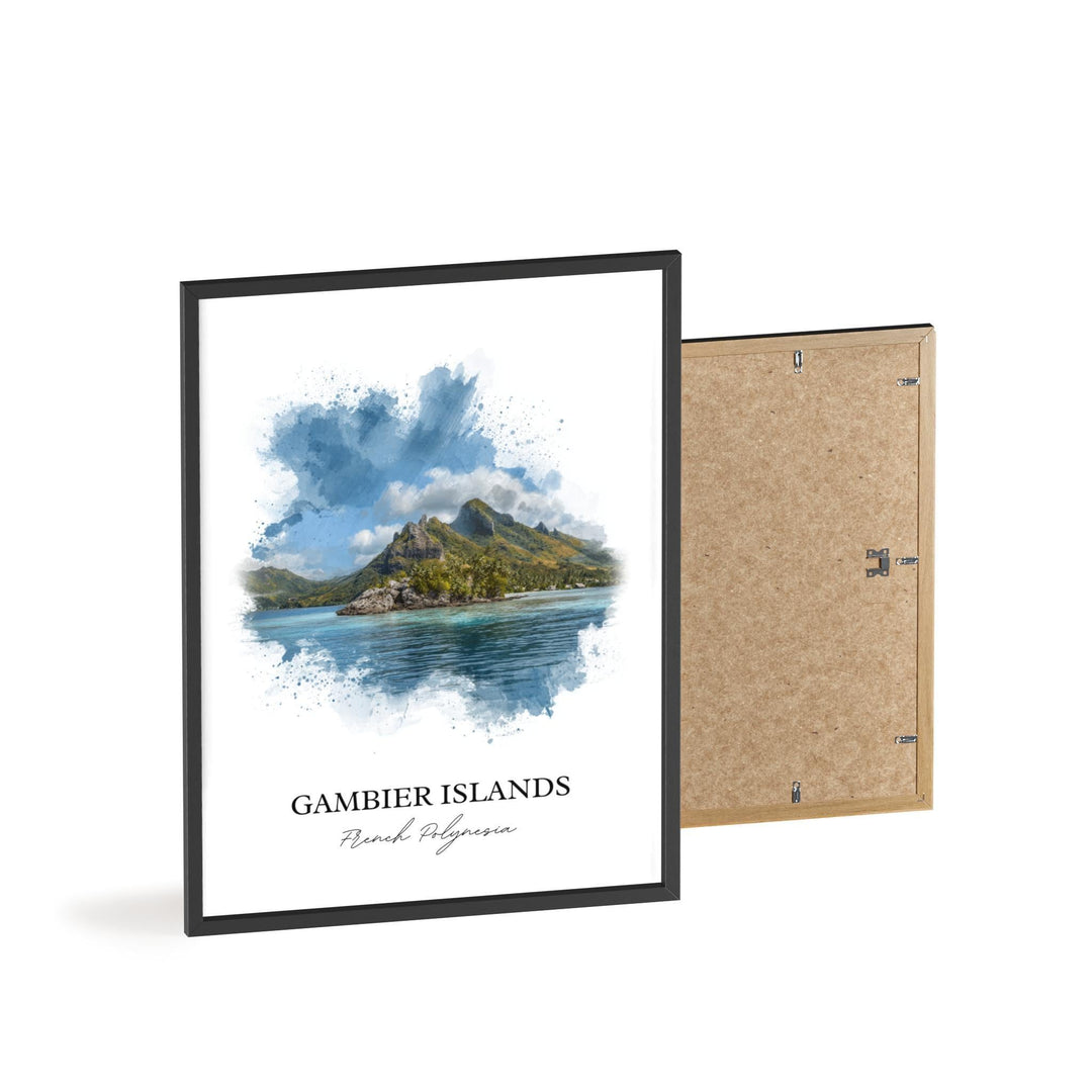 Gambier Islands Wall Art, Polynesia Print, French Polynesia Artwork, Gambier Islands Gift, Travel Print, Travel Poster, Housewarming Gift