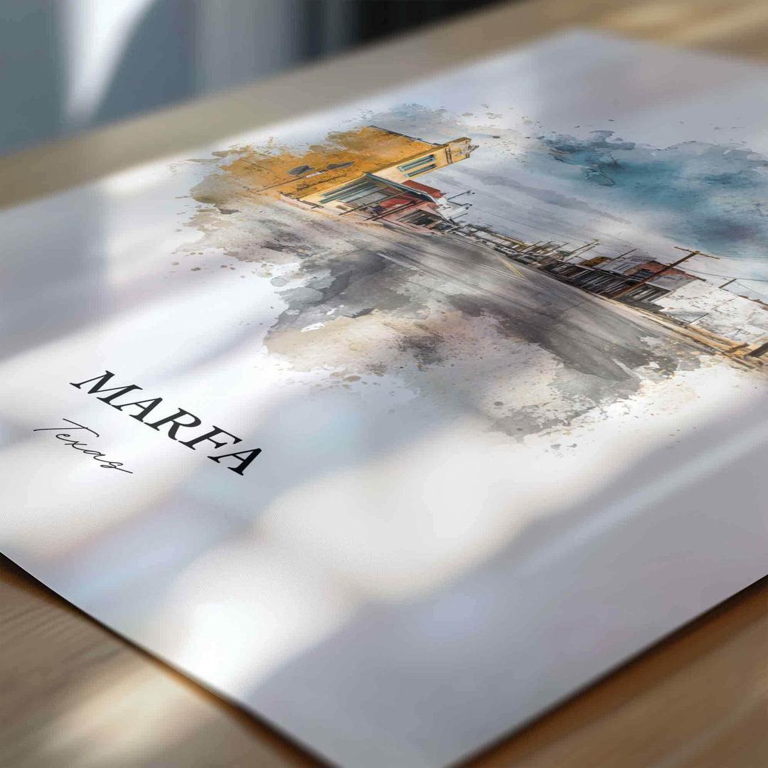 Marfa, Texas – Watercolor Art Print