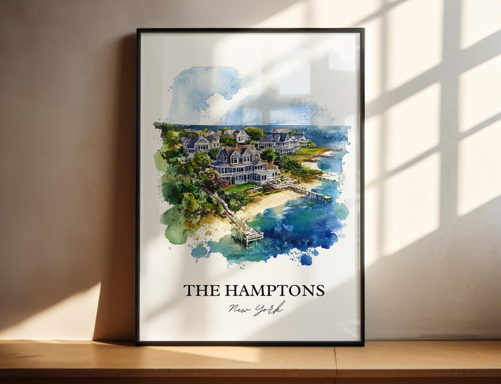 The Hamptons Wall Art, Montauk Print, Hamptons Watercolor Art, The Hamptons NY Gift, Travel Print, Travel Poster, Housewarming Gift