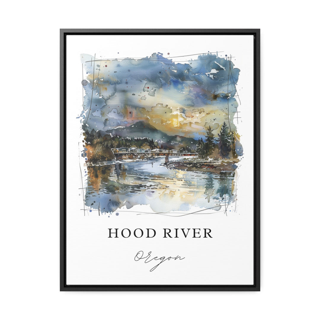 Hood River Oregon Art, Hood River OR Print, Hood River Watercolor Art, Hood River OR Gift,