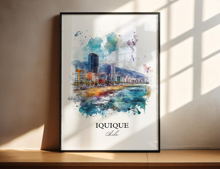 Iquique Chile Wall Art, Northern Chile Print, Chile Watercolor Art, Iquique Chile Gift, Travel Print, Travel Poster, Housewarming Gift