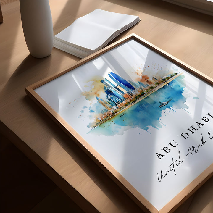 Abu Dhabi wall art - UAE, Abu Dhabi poster, Abu Dhabi Skyline gift, UAE Birthday present, Custom Text, Personalized Gift