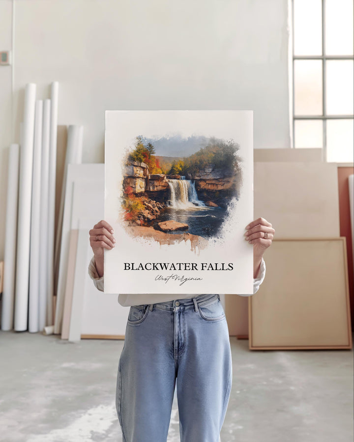 Blackwater Falls Art, Blackwater Falls WV Print, West Virginia Artwork, Thomas WV Gift, Travel Print, Travel Poster, Housewarming Gift