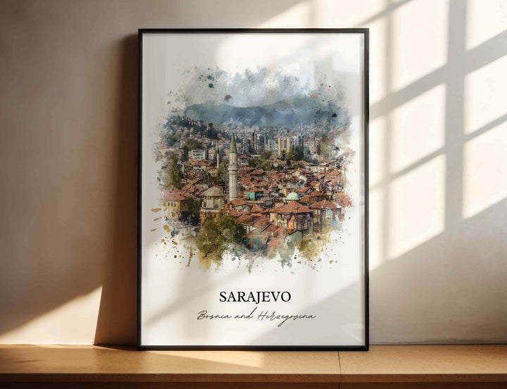 Sarajevo, Bosnia & Herzegovina – Watercolor Art Print