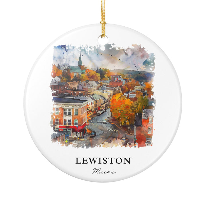 Lewiston Maine Ornament: Unique Lewiston ME Souvenir, Maine Xmas Decor, and Authentic Lewiston Maine Gift