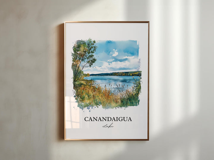 Canandaigua Lake Wall Art, Finger Lakes Print, NY Watercolor Art, Canandaigua Lake Gift, Travel Print, Travel Poster, Housewarming Gift