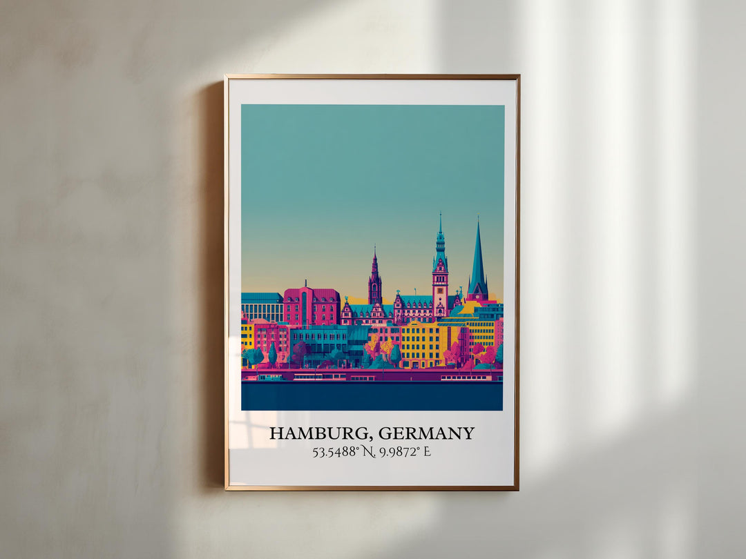 Hamburg Germany Art, Hamburg Retro Travel Art, Germany Home Decor, Germany Gift, Germany Travel Art, Travel Prints, Housewarming Gift