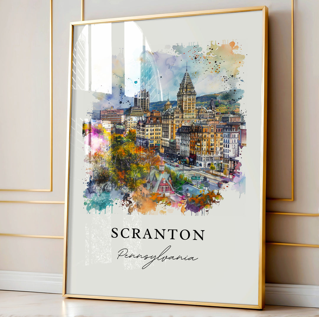 Scranton PA Wall Art, Scranton Print, Scranton Watercolor Art, Scranton Pennsylvania Gift,