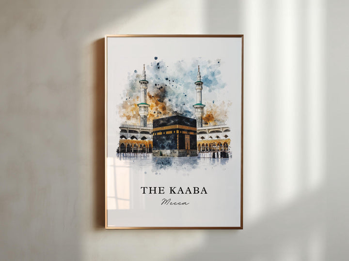 The Kaaba Art, Mecca Saudi Arabia Print, Kaaba Mosque Watercolor Art, Mecca Art Gift,