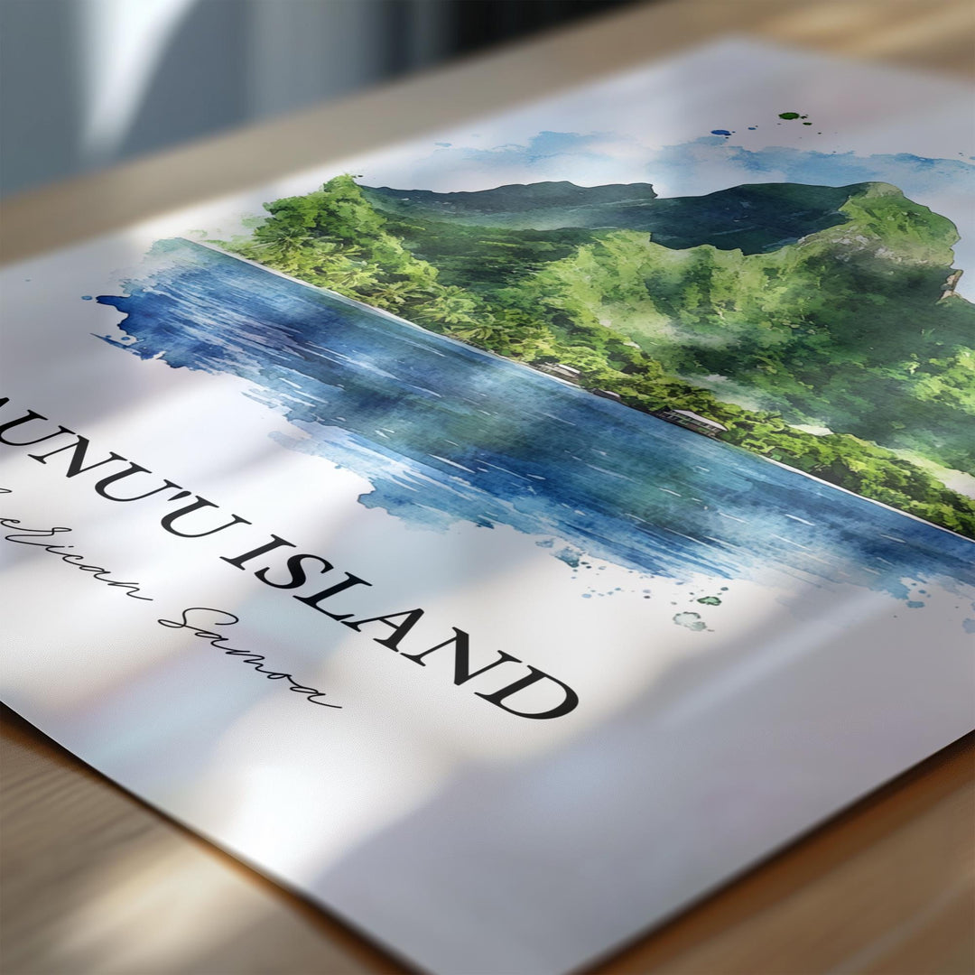 Aunu'u Island Wall Art, Tutuila Island Print, American Samoa Watercolor, Aunu'u Island Gift, Travel Print, Travel Poster, Housewarming Gift