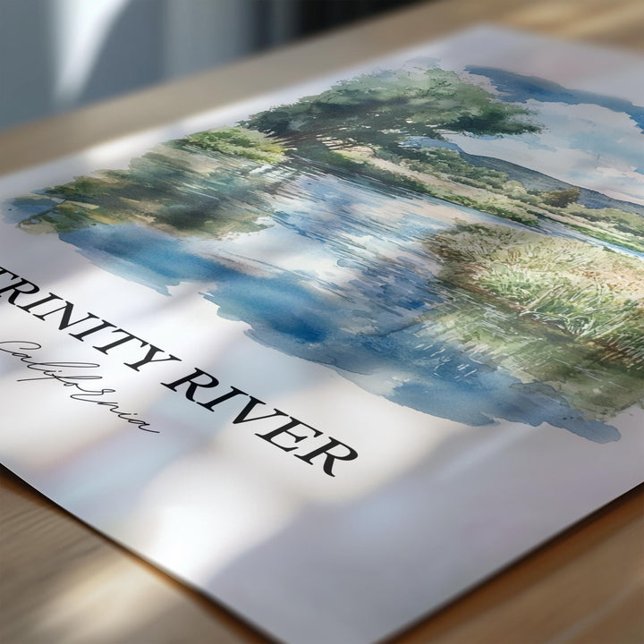 Trinity River Wall Art, Klamath Mountains Print, California Watercolor, Trinity River Gift, Travel Print, Travel Poster, Housewarming Gift
