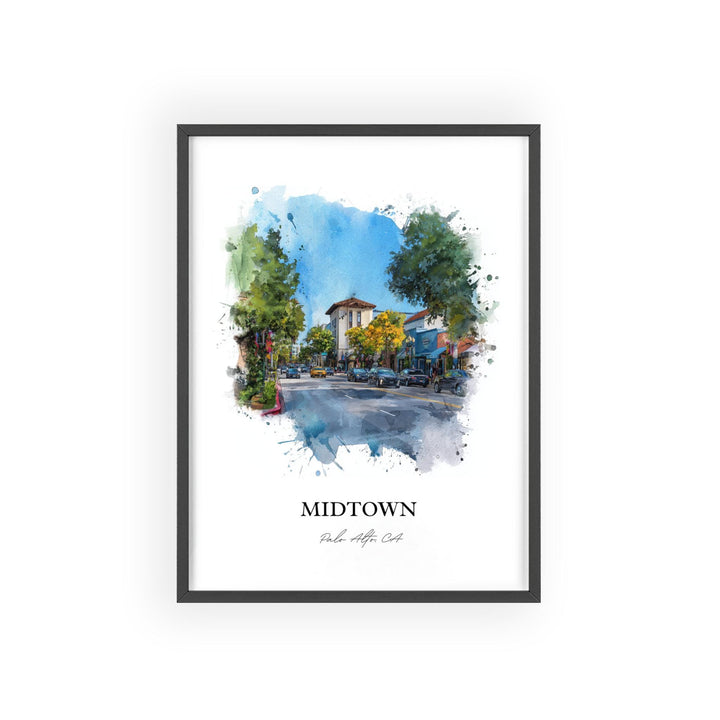 Palo Alto, California – Watercolor Art Print