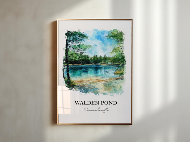 Walden Pond, Massachusetts, Massachusetts – Watercolor Art Print