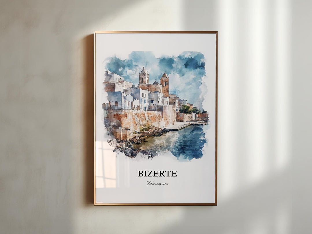 Bizerte Wall Art, Bizerte Tunisia Print, Tunisia Watercolor Art, Tunisia Gift, Travel Print, Travel Poster, Housewarming Gift