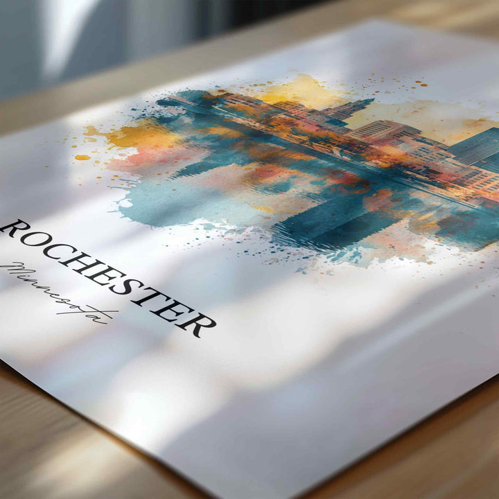 Rochester, Minnesota Wall Art, Rochester Print, Minnesota Watercolor Art, Rochester Minnesota Gift, Travel Print, Travel Poster, Housewarming Gift