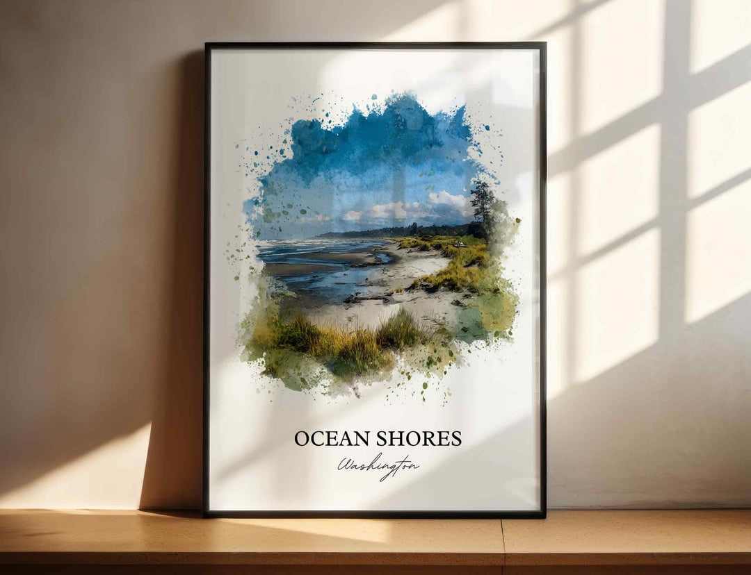 Ocean Shores, Washington – Watercolor Art Print