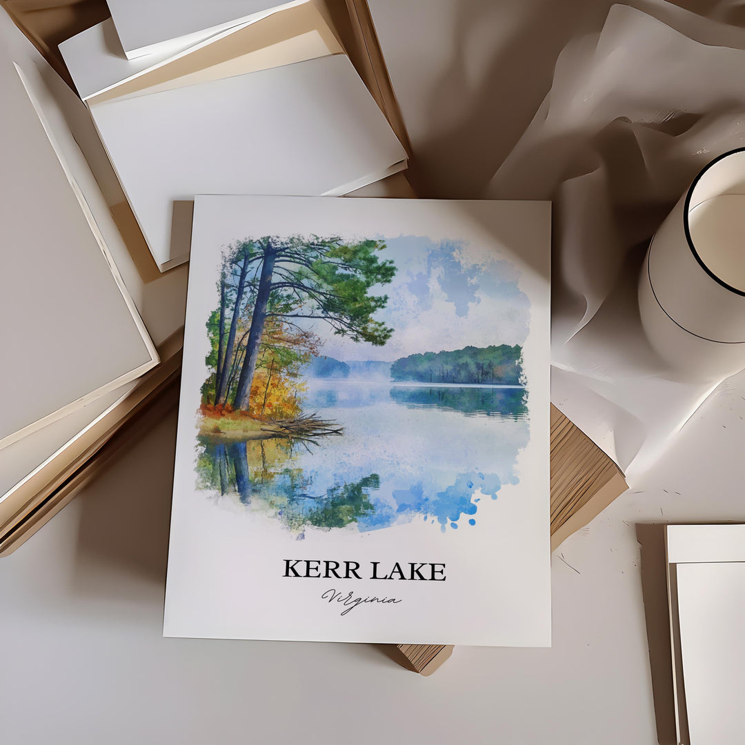 Kerr Lake VA Wall Art, Mecklenburg County Print, Boydton Virginia Art, Kerr Lake Gift, Travel Print, Travel Poster, Housewarming Gift