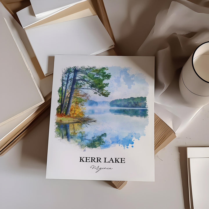 Kerr Lake VA Wall Art, Mecklenburg County Print, Boydton Virginia Art, Kerr Lake Gift, Travel Print, Travel Poster, Housewarming Gift