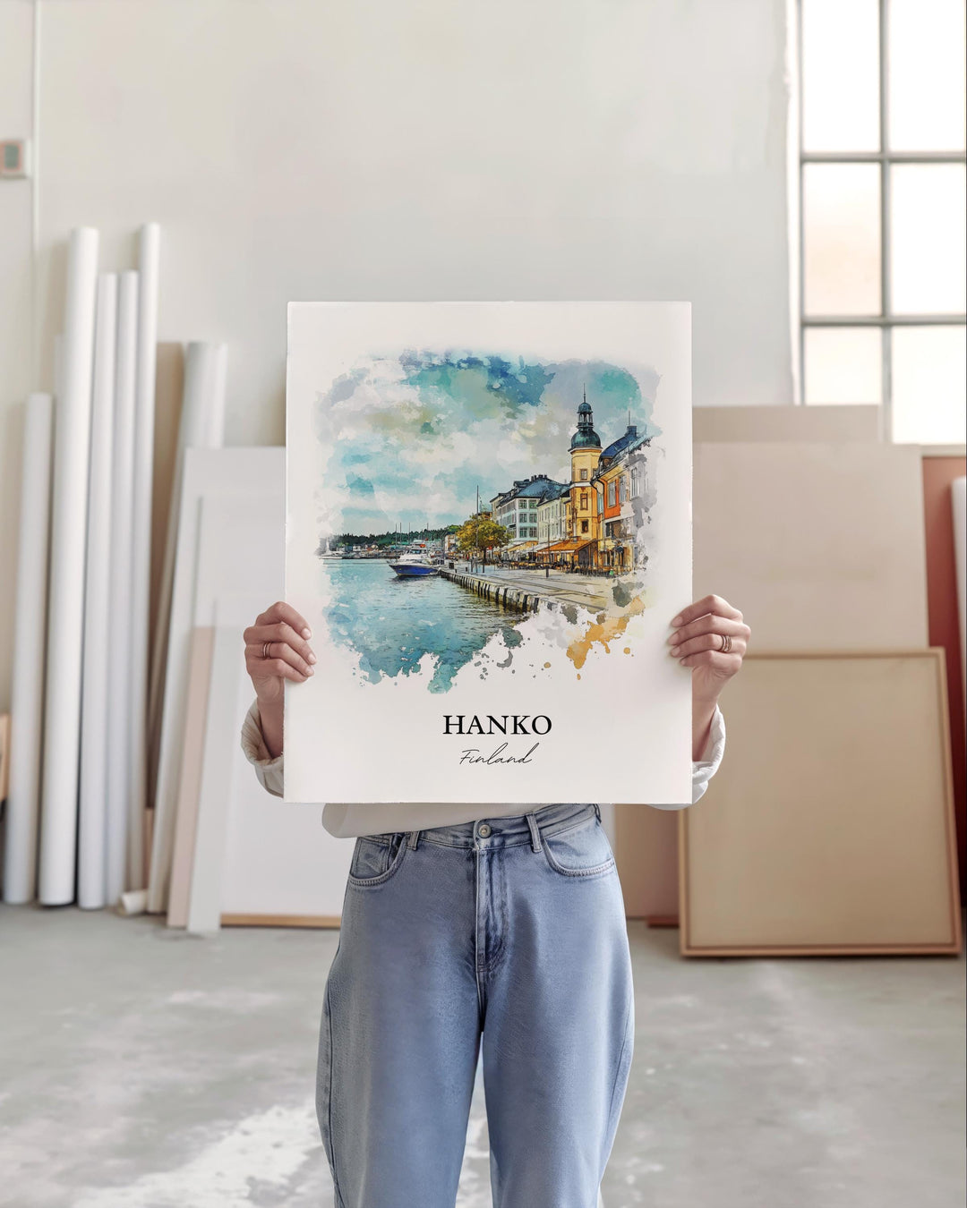 Hanko Finland Wall Art, Uusimaa Region Print, Finland Watercolor Art, Hanko Finland Gift, Travel Print, Travel Poster, Housewarming Gift