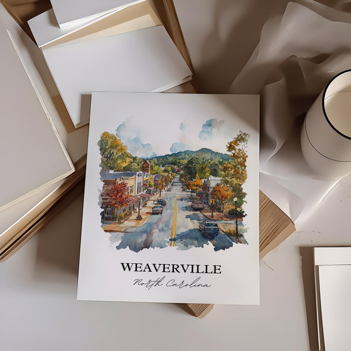 Weaverville NC Wall Art, Buncombe County Print, North Carolina Artwork, Weaverville Gift, Travel Print, Travel Poster, Housewarming Gift