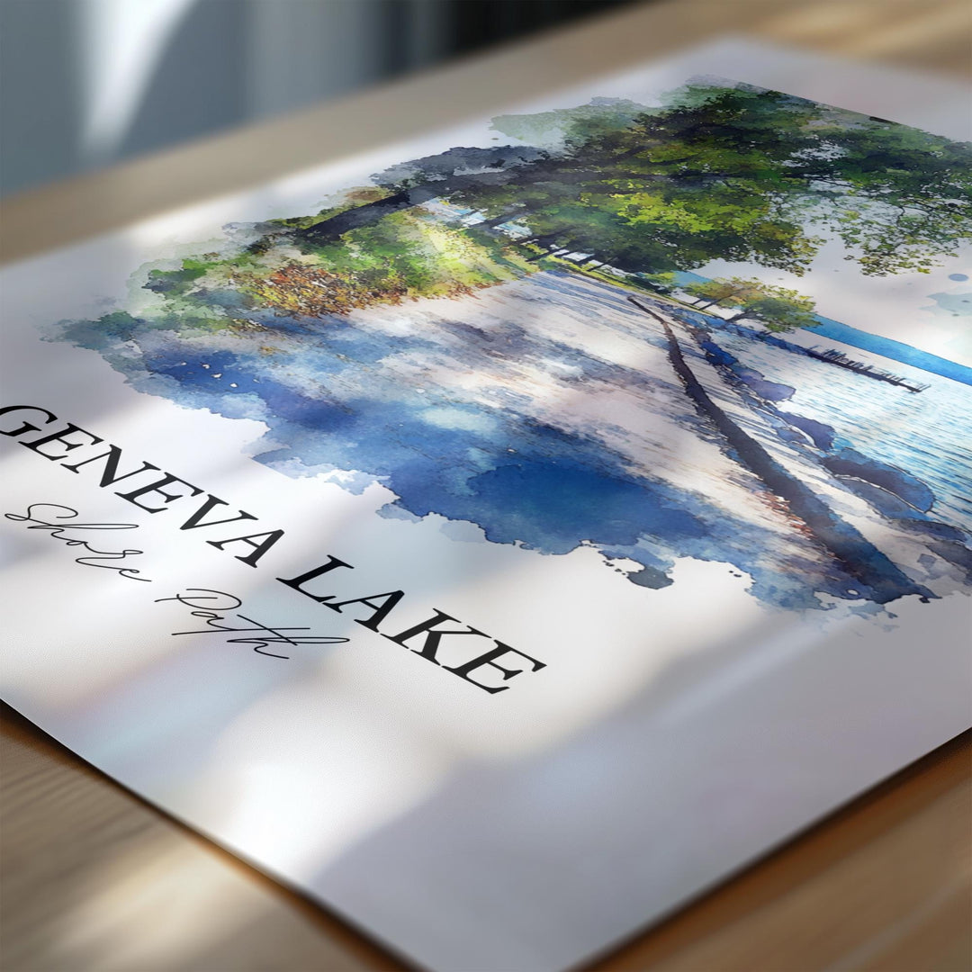 Geneva Lake WI Art, Walworth County Print, Wisconsin Artwork, Geneva Lake Shore Point Gift, Travel Print, Travel Poster, Housewarming Gift
