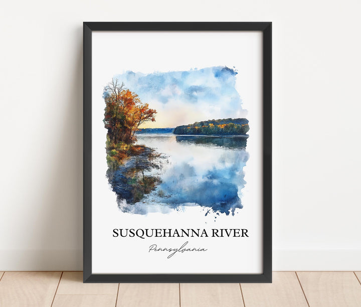 Susquehanna River Wall Art, Pennsylvania Print, PA Watercolor Art, Susquehanna River Gift, Travel Print, Travel Poster, Housewarming Gift