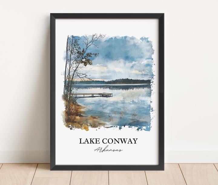 Lake Conway Wall Art, Arkansas Print, Arkansas Watercolor Art, Lake Conway Gift, Travel Print, Travel Poster, Housewarming Gift
