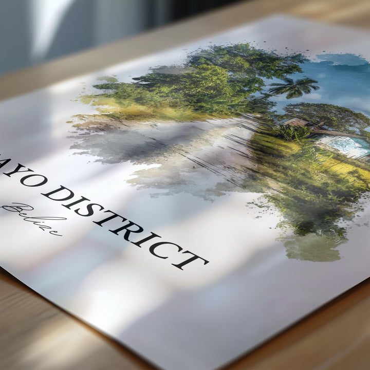 Cayo District Wall Art, Honduras Print, Honduras Watercolor Art, Cayo District Gift, Honduras Travel Print, Travel Poster, Housewarming Gift