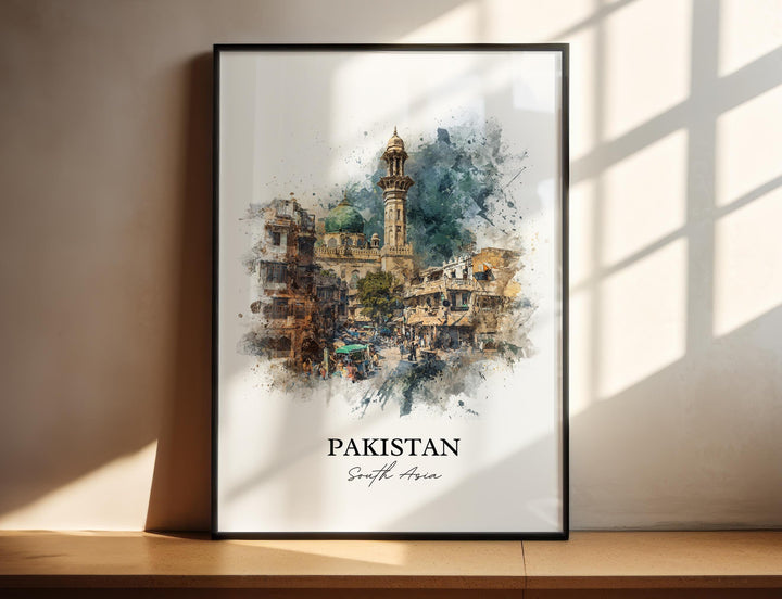 Pakistan Wall Art, Pakistan Print, Pakistan Watercolor Art, Pakistan Gift, Travel Print, Travel Poster, Housewarming Gift