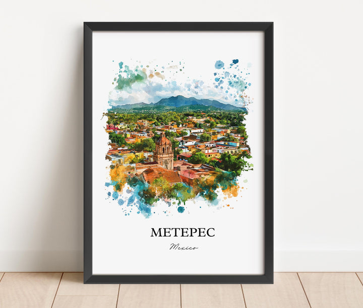 Metepec MX Wall Art, Toluca Print, Mexico Watercolor Art, Metepec Gift, Travel Print, Travel Poster, Housewarming Gift