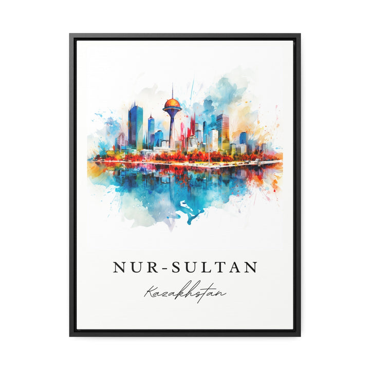 Nur-Saltan (Astana) traditional travel art - Kazakhstan, Nur-Saltan print, Wedding gift, Birthday present, Custom Text, Perfect Gift