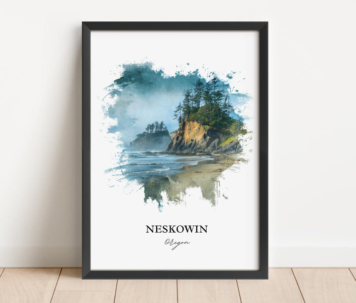 Neskowin, Oregon – Watercolor Art Print