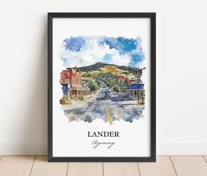 Lander WY Wall Art, Lander Wyoming Print, Wyoming Watercolor Art, Fremont County WY Gift, Travel Print, Travel Poster, Housewarming Gift