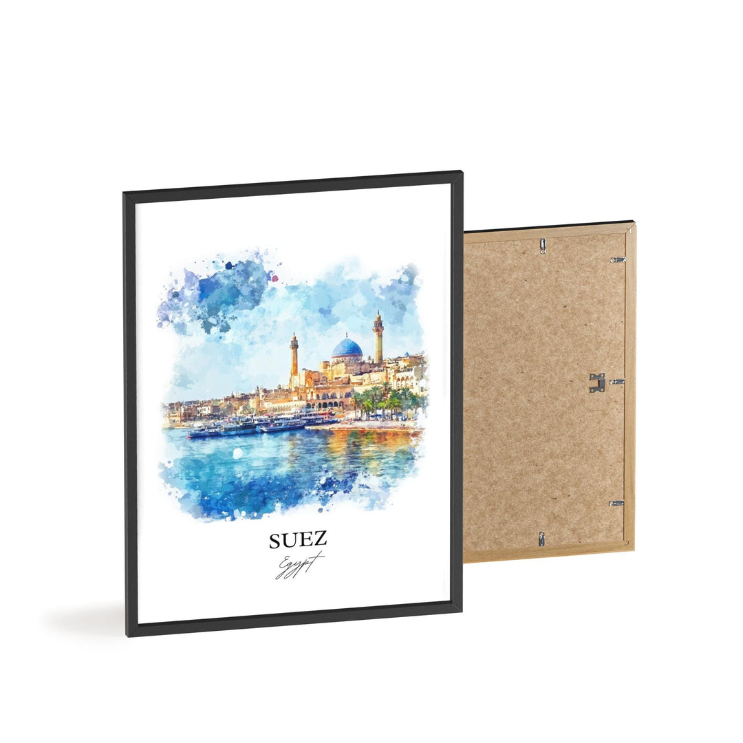 Suez Egypt Wall Art, Suez Canal Print, Egypt Watercolor Art, Suez Egypt Gift, Travel Print, Travel Poster, Housewarming Gift