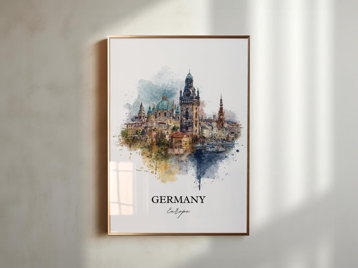 Germany Wall Art, Germany Country Print, Germany Watercolor Art, Germany Gift, Travel Print, Travel Poster, Housewarming Gift