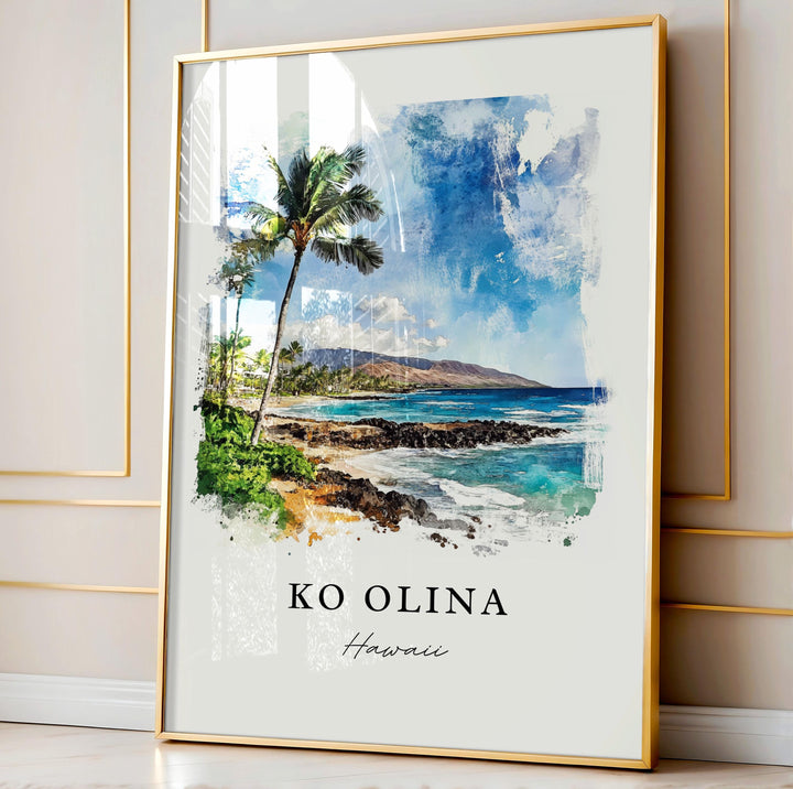 Ko Olina HI Wall Art, Ko Olina Print, Kapolei Hawaii Watercolor Art, Ko Olina Gift,