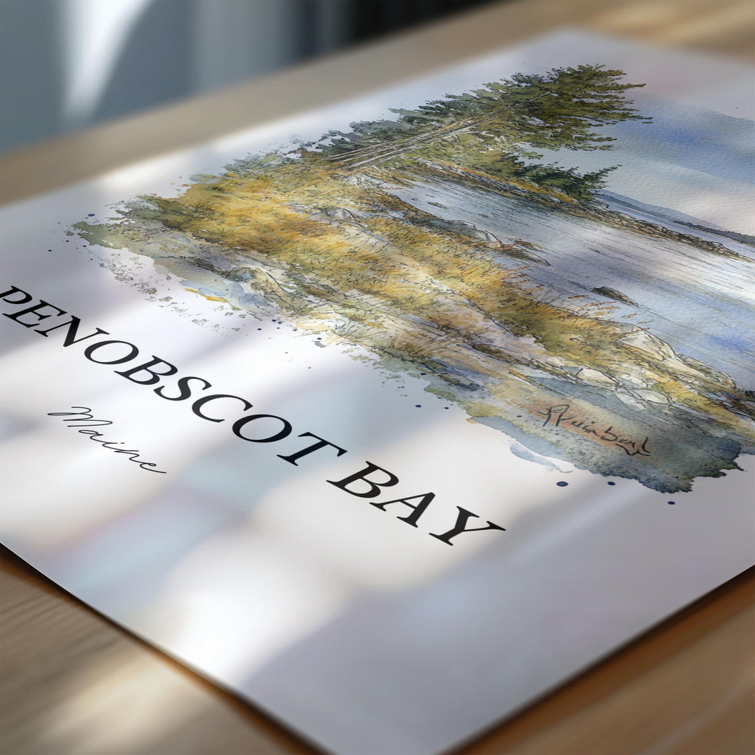 Penobscot Bay Wall Art, Belfast Maine Print, Maine Watercolor Art, Penobscot Bay Gift, Travel Print, Travel Poster, Housewarming Gift