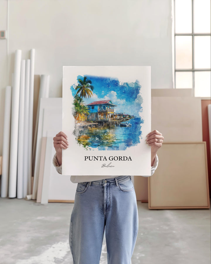 Punta Gorda, Belize – Watercolor Art Print