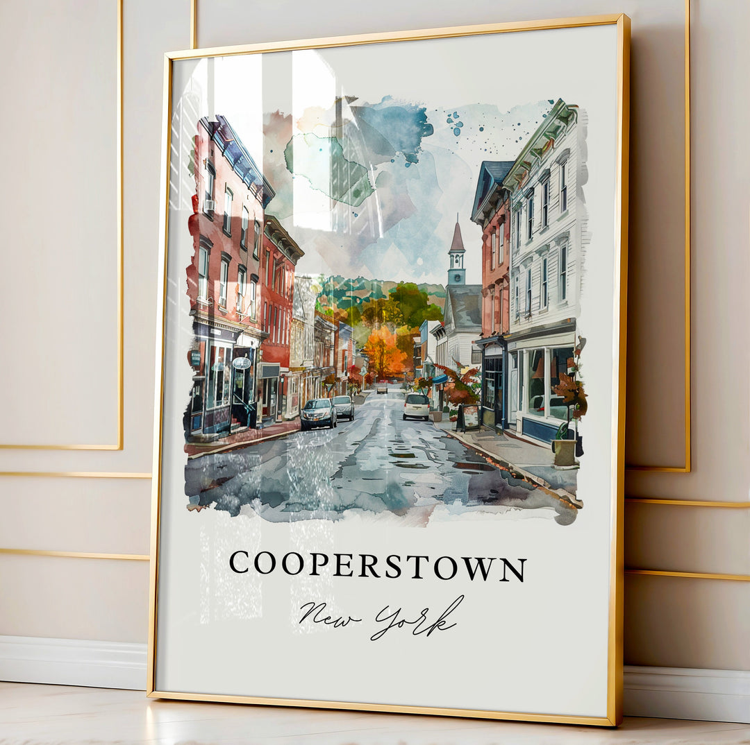 Cooperstown NY Wall Art, Cooperstown Print, Baseball Hall of Fame Art, Cooperstown NY Gift,