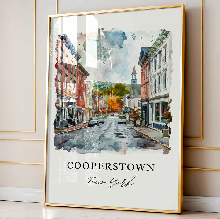 Cooperstown NY Wall Art, Cooperstown Print, Baseball Hall of Fame Art, Cooperstown NY Gift,