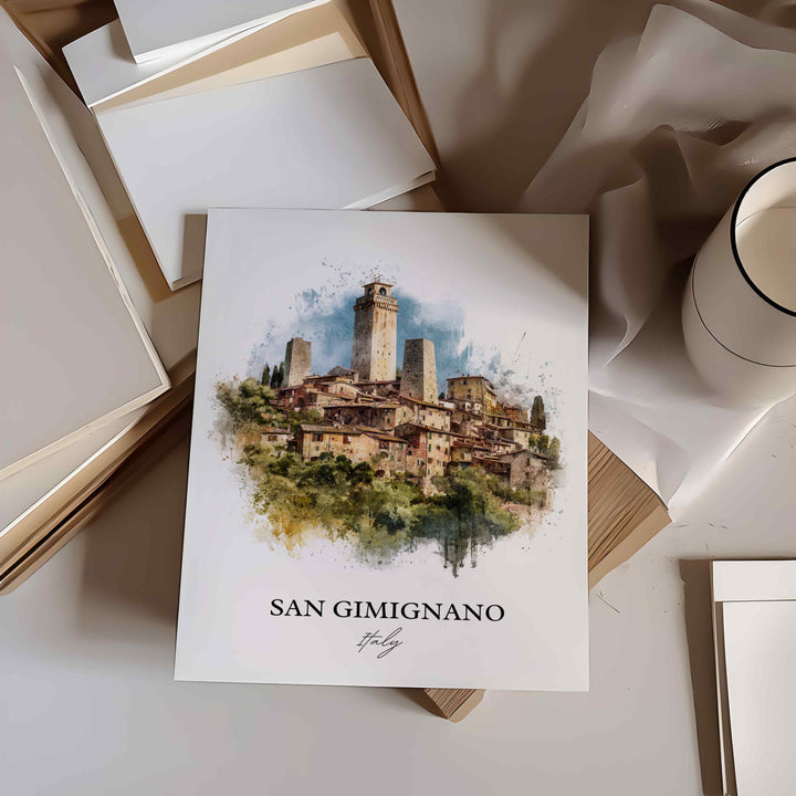 San Gimignano, Italy – Watercolor Art Print