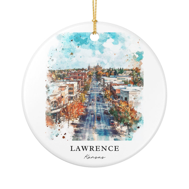 Lawrence Kansas Ornament: Unique Lawrence KS Souvenir, Lawrence Kansas Xmas Decor, and Authentic Kansas Gift